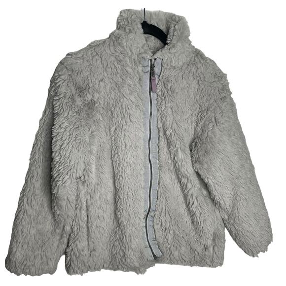 Patagonia Girls 12 Lunar Frost Jacket Coat Gray Fleece Faux Fur Full Zip 68595 - Picture 9 of 9